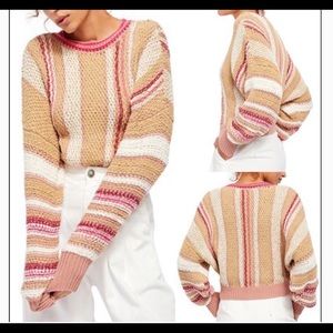 Pink & neutrals Free People cropped sweater